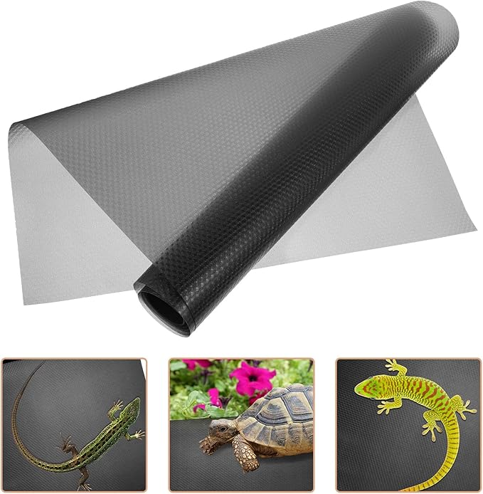 COHEALI Bearded Dragon Terrarium Carpet Mat Soft Reptile Substrate for Container Tank Suitable for Leopard Gecko Snake Lizard Tortoise Habitat Bedding Black