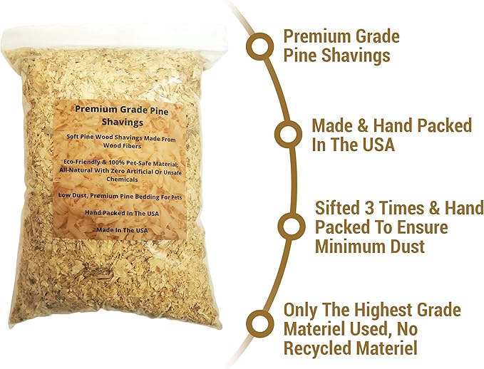Premium Pine Bedding - 16 Quart |Soft, Dust Free Shavings | All Natural | Small Animals | Animal Bedding | Chicken Coop | Odor Control | Fresh Pine Flakes