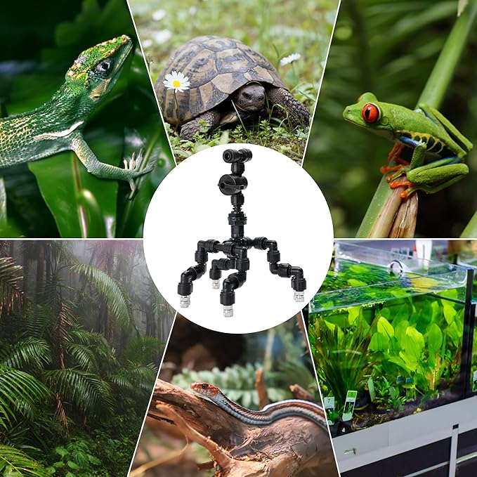 4 Pcs Reptile Mister Nozzle Terrarium Reptile Fogger with Valve, Adjustable Terrarium Misting Accessories Cooling Misting System for Reptiles Rainforest