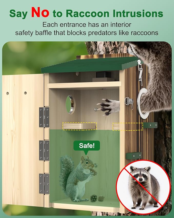KinetCam Smart Squirrel Box with Camera,Predator-Proof,2K HD Wi-Fi Pet Watching Cam for Squirrel House, Auto Detect & Notify, Night Vision, APP Control, Squirrels Houses for Outside Nesting