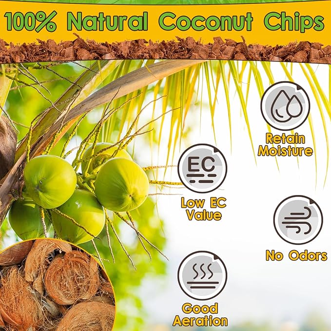 Halatool 10 LB Coconut Chips Substrate for Reptile, 72QT Natural Coconut Husk Coco Cypress Mulch Aquarium Terrarium Bedding for Corn Snake Ball Python Tortoise Frog Gecko Hermit Crab Reptile Tank
