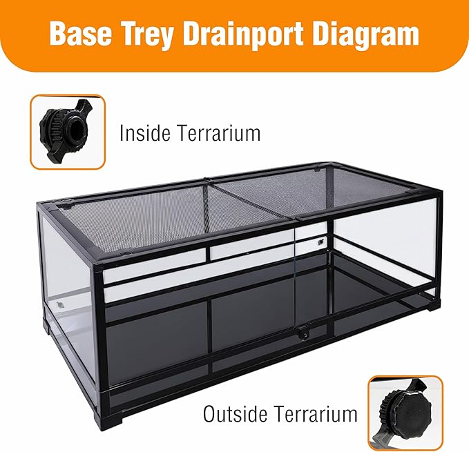 CAROLINACUSTOMCAGES 48x18x18 Extra-Long Reptile Terrarium - 67 Gallon Glass Terrarium for Bearded Dragon, Snake, Gecko, Lizard with Screen Top & Locking Doors; Easy Assembly