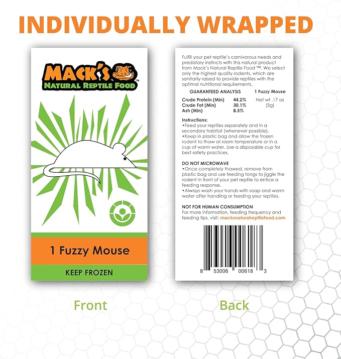 Mack's Natural Reptile Food Frozen Fuzzy Mouse - 50ct