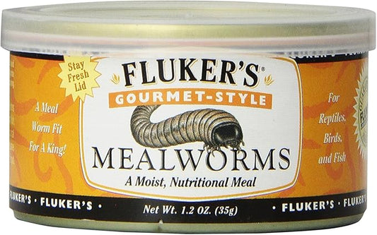 Fluker's Gourmet Mealworms, Canned Food for Reptiles, Fish, Birds and Small Animals, 1.23 oz