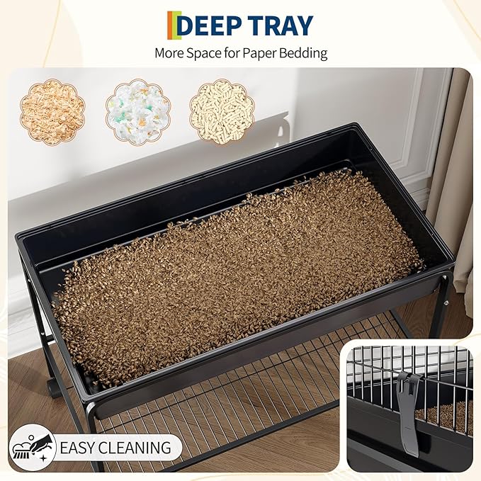 Garvee 35.3" h Hamster Cage Kit with Removable Storage Shelf, Guinea Pig Cage with 3Pcs Accessories, Rat Critter Cage for Chinchilla, Squirrel, Gerbil, Hedgehog, Hamster, Guinea Pig, Black