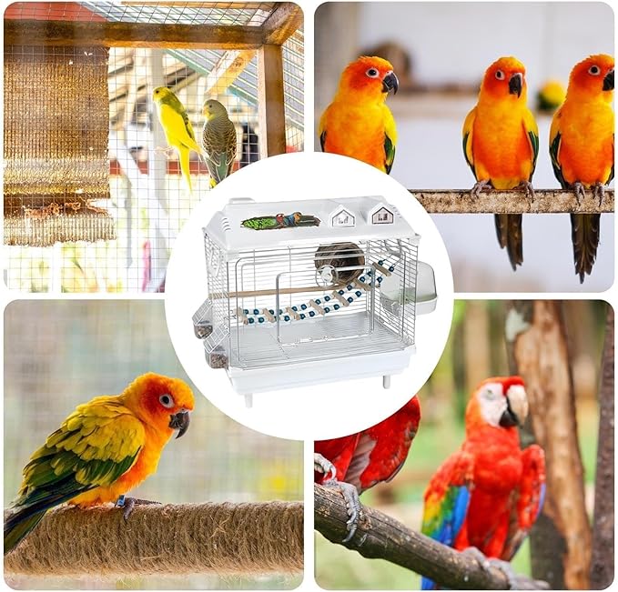 Bird Cage Bird Aviary Parrot Cage Flight Birdcag Bird Carrier Travel Carrier Cage Parakeet Cage Transparent Cage Easy to Clean(White)
