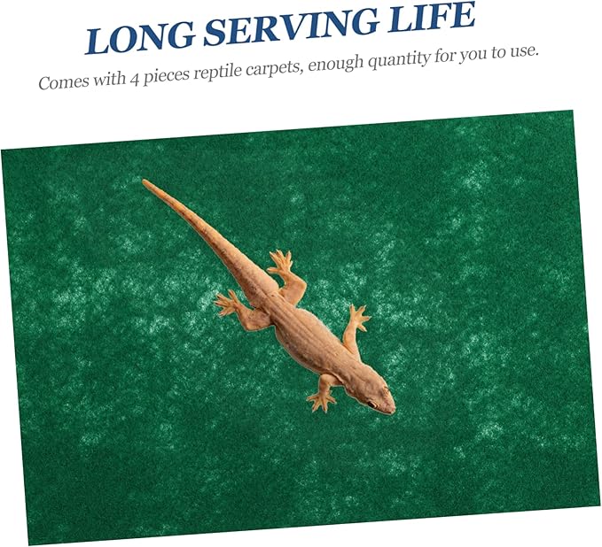 SUPVOX 4pcs Reptile Carpet Mat Absorbent Substrate Liner for Lizard Snake Turtle Non-Abrasive Easy to Cut Bedding for Terrarium Grey