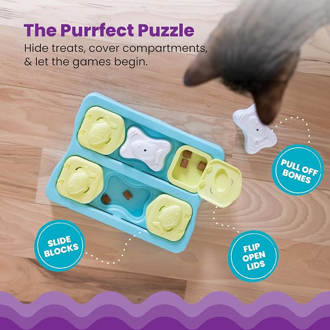 Catstages Nina Ottosson Kitty Cube Puzzle Cat Toy Treat Puzzle, 8.7" - Image 3