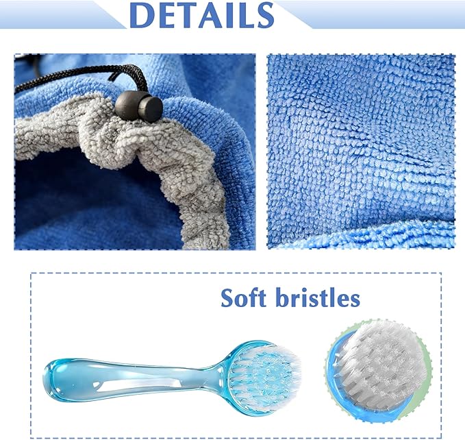 Bearded Dragon Bath Towel Bag with 2Pcs Reptile Bathing Brush, Reptile Bath Tub, Fast Drying Absorbent Lizard Towel for Lizards, Geckos, Guinea Pigs and Hedgehogs
