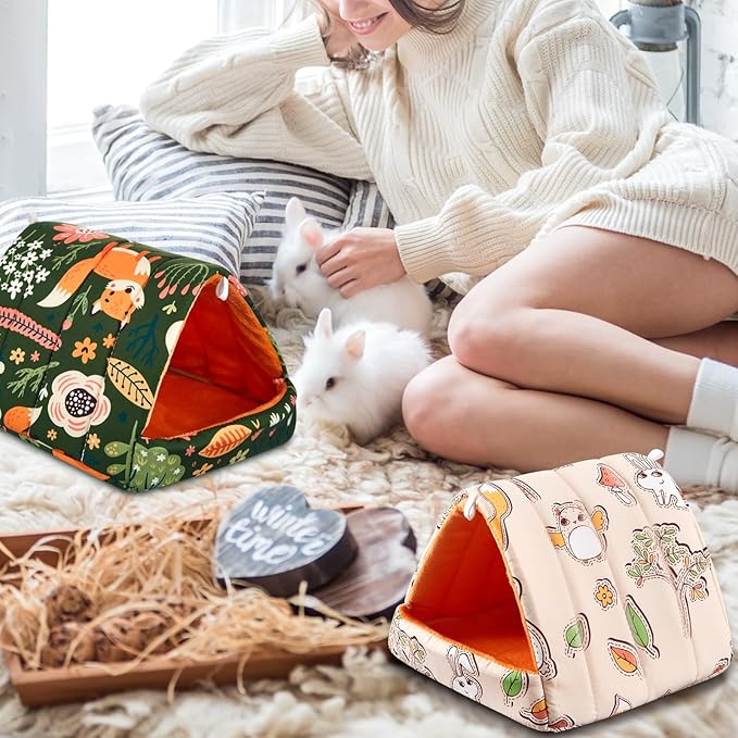 Cinnvoice 8 Pcs Guinea Pig Hideout, Guinea Pig Bed Washable Small Animal Cage Accessories for Bunny Hedgehog Mouse Chinchillas Hamsters Ferrets Rats (7.9 in)
