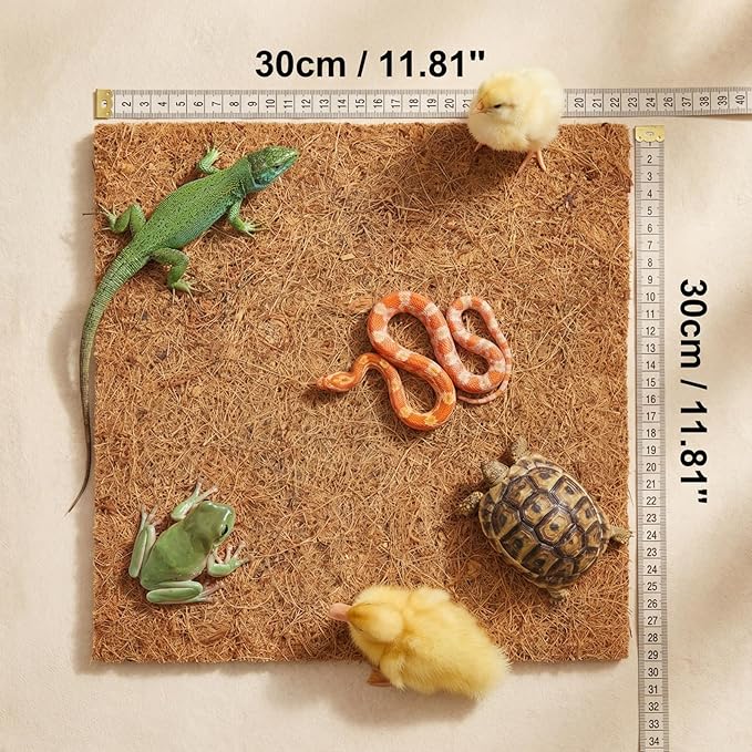 10Pcs Reptile Carpet Mat Chicken Coop Nesting Mat 12 * 12" Natural Coconut Fiber Pet Mat Substrate Liner Terrarium Planter Liner for Lizard Turtle Snake Gecko Bearded Dragon Tortoise