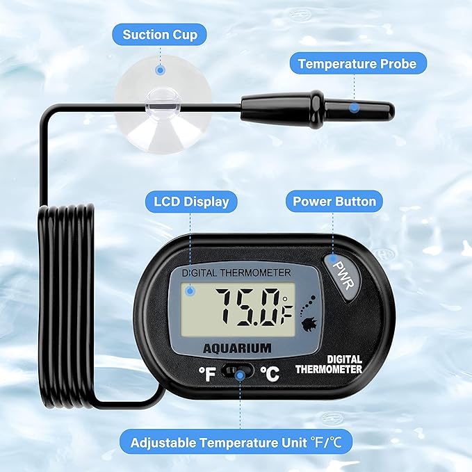 Simple Deluxe 150W Ceramic Reptile Heat Lamp Bulb & 150W Clamp Light with 8.5" Aluminum Reflector, LCD Digital Aquarium Thermometer Combo for Amphibian Pets