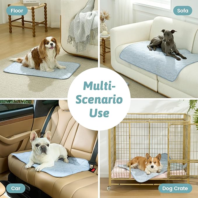 COZY KISS Dog Cooling Mat 32"x44" Q-Max>0.4, Waterproof Pet Cooling Pad, Leakproof & Non-Slip Dog Bed Cover, Washable Cooling Blanket for Medium Dogs, Crate, Sofa, Floor(Blue)