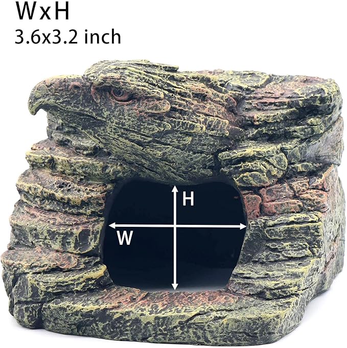 Reptile Rock Basking Platform, Gecko Hide Cave Hiding Place, Snake Cave and Hides for Reptiles, Amphibians, and Small Animals, Lizards (Type-D（Small）)