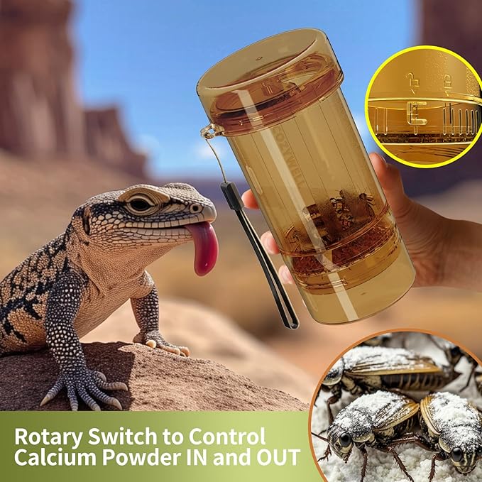 Cricket Calcium Powder Mixer for Reptiles,Easy-to-Use Cricket Keeper Calcium Shaker for Even Coating, Reptile Nutrition Dispenser, Bearded Dragon Gecko Lizard Turtle Tank Accessories