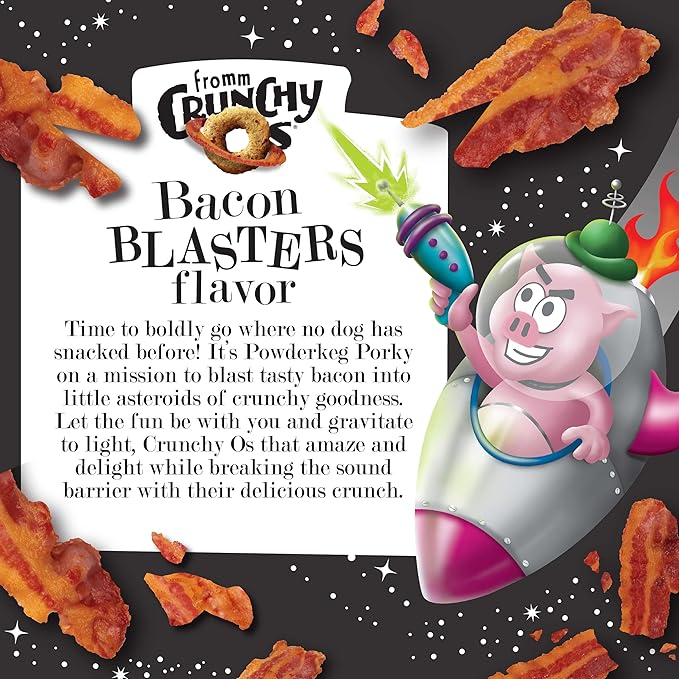 Fromm Crunchy Os Bacon Blasters Flavor Dog Treats - Premium Crunchy Dog Treats - Bacon Recipe - Pack of (3) 6 oz Bags