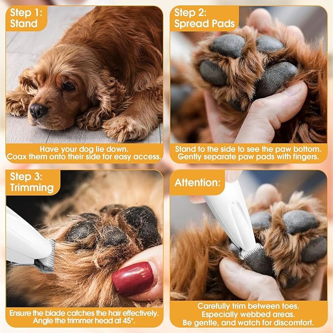 1PC Dog Paw Trimmer with LED Light,35dB Low Noise Precision Pet Paw Trimmer for Dogs Cats Grooming Clippers,Safety Electric Paw Hair Trimmer for Paws,Ears,Rump,Face,Eyes,Dog - Image 6