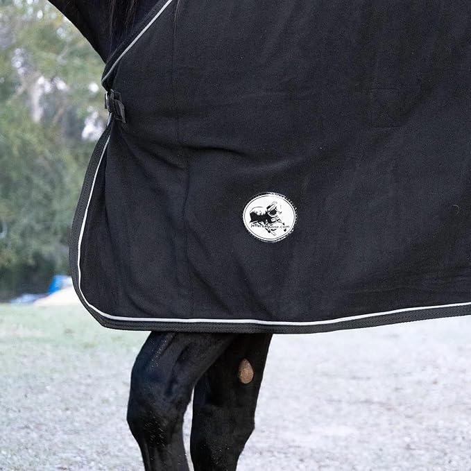 Jeffers Equine Elite Fleece Horse Cooler Blanket, 69 Inch – Soft, Adjustable Fit, Lightweight, Easy Care, Moisture Wicking Cooling Sheet with Surcingle for Post Exercise, Travel for Horses – Black