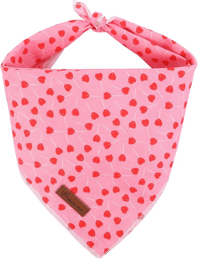 Valentine’s Dog Bandana, Valentine Triangle Bid Scarf for Girl Boy Small Medium Dogs or Cats, Adorable Puppy Wedding & Valentine’s Bandana, Cute Soft Cotton Pet Kerchief