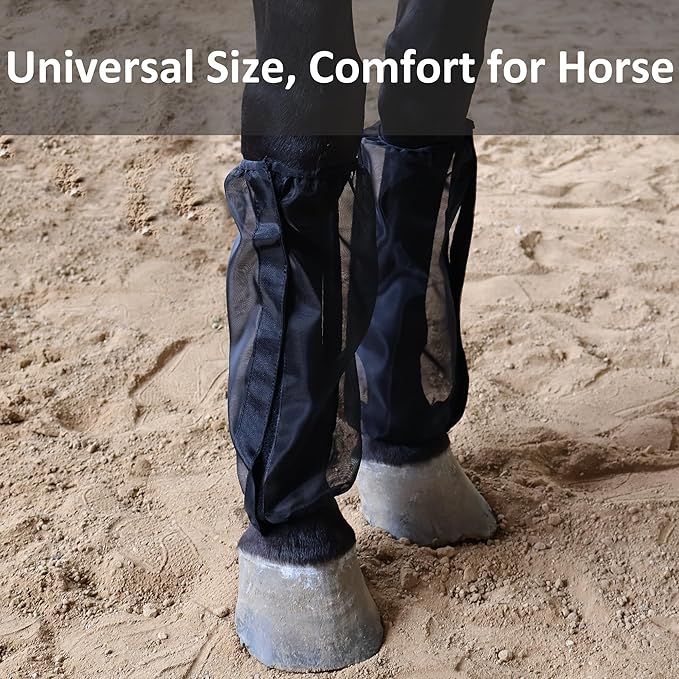 Horse Leggings Fine Mesh Horse Fly Boots Breathable Horse Boots Leg Wraps (Set of 4) Universal Size Provide Protection for Your Horse Against Horsefly
