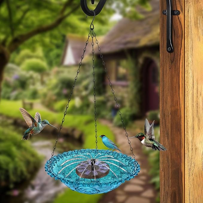 Outdoor Bird Feeder Hanger,Flat Bird Feeder Tray,Garden Birdbath Tray with Water Circulation Systems,Birdbath Fountain Feeder for Outdoors Garden Patio Decoration