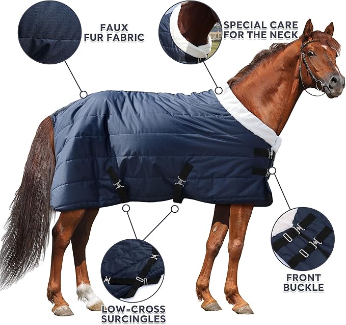 HOMBYS Heavy Duty Winter Horse Blanket,Waterproof Turnout Blanket with Flannel Backing,Super Warm Horse Blanket for Real Horse, 600D High Density Horse Sheet (75")