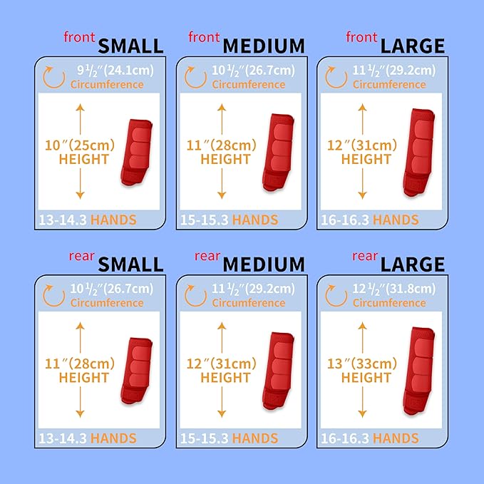 Medicine Horse Boots Splint Boots for Horses Protective Lower Limb Brushing Boots Front Hind Leg Protection Gear Set of 4 (Red, Small)