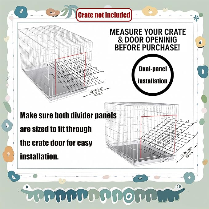 Dog Crate Divider Panel - 2 Pack Black Metal, Compatible with 42"-48" & Other Crate Sizes, 28" H x Adjustable Width 19.96"-36.61"(Dog Crate NOT Included)