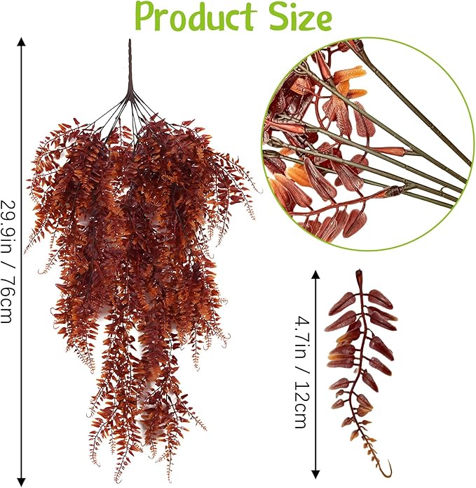 Hamiledyi Reptile Plants 2 Pcs Hanging Terrarium Plants Fake Plant Reptile Tank Accessories for Leopard Gecko Bearded Dragon, Snake, Lizard Habitat (Red)