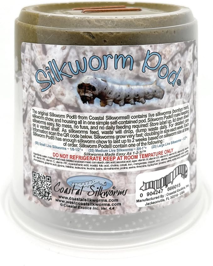 Small Silkworm Pod Live Silkworms & Food 50 Count Small (Pack of 1)