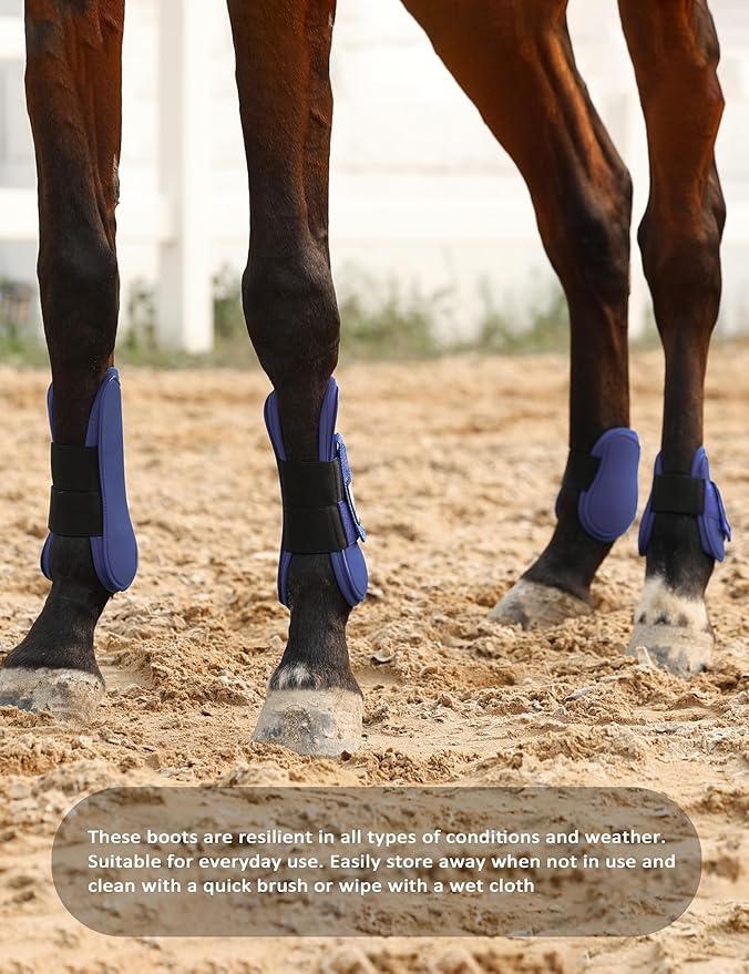 Harrison Howard Horse Tendon Boots Open Front/Fetlock Boot for Horse Protective Boots for Jumping, Trail Riding Set of 4