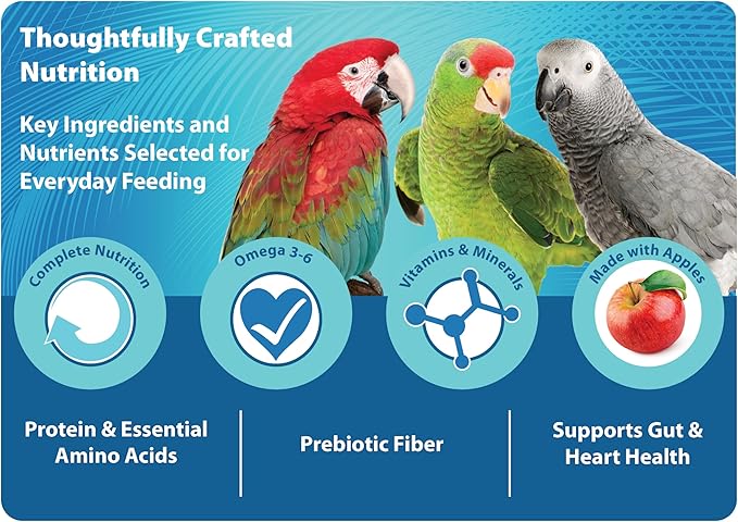 Scenic Mix Jungle Large Parrot Food - 6 lb (2 x 3 lb Bags) - 1" Bird Pellets - Complete Nutrition for Macaws, Amazons, Cockatoos, African Grey Parrots & More