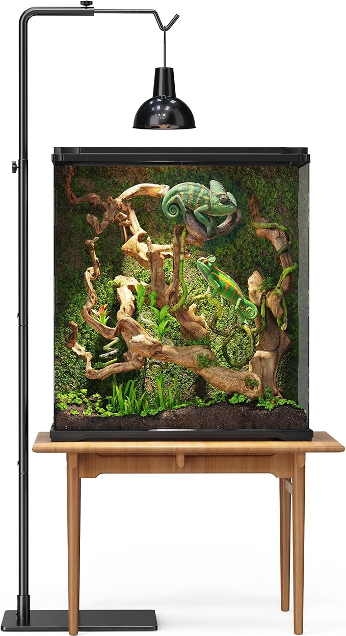 Reptile Heat Lamp Stand Adjustable 21"-62" – Metal Light Holder with Heavy Base for Bearded Dragon, Turtle, Snake, Lizard – Aquarium and Terrarium Heating Lamp Fixture