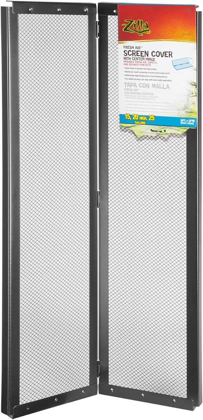 Zilla Screen Cover with Center Hinge for Reptiles, 24" x 12"