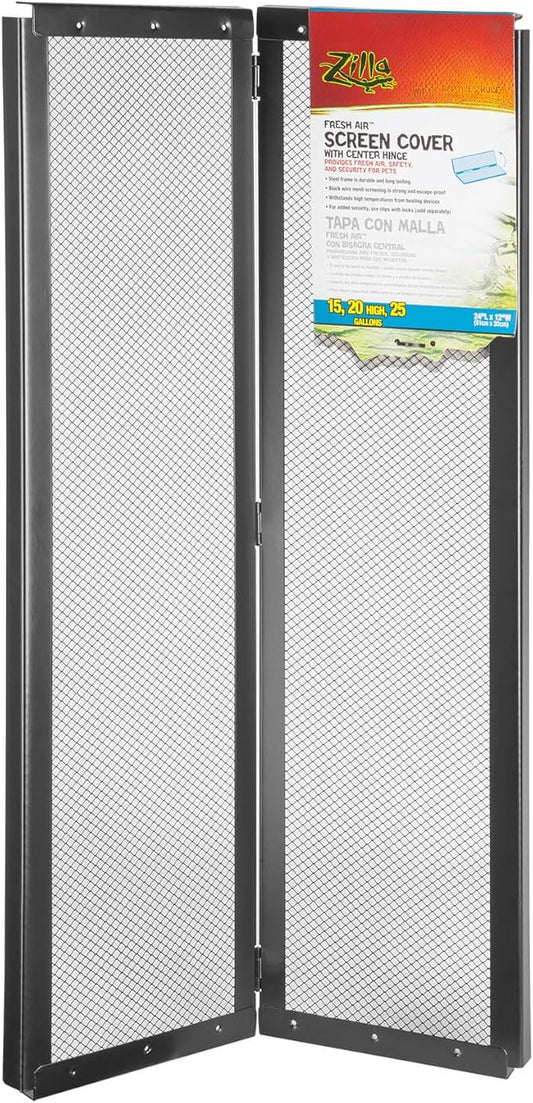 Zilla Screen Cover with Center Hinge for Reptiles, 24" x 12"