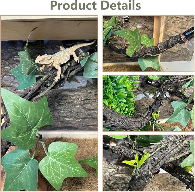 BNOSDM Reptile Climbing Branch Flexible Bend-A-Branch Jungle Vines Terrarium Plant Decoration with Suction Cup for Crested Gecko Chameleon Gecko Snake Tree Frog 2PCS