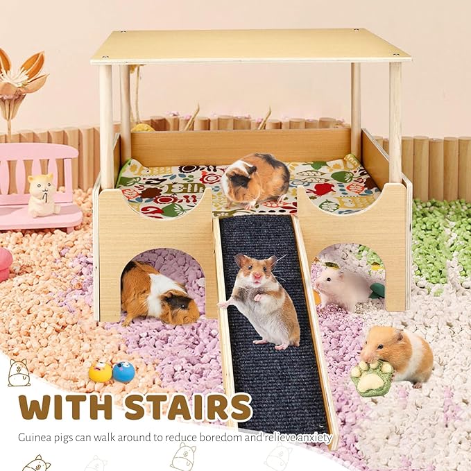 Guinea Pig House, Hamster Hideout, Rabbit House, Guinea Pig Toys, Guinea Pig Accessories, Small Animal Houses and Habitats (Wood)
