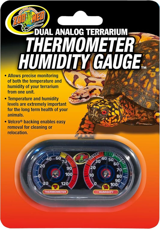 Zoo Med Economy Analog Dual Thermometer and Humidity Gauge, 6 x 4"