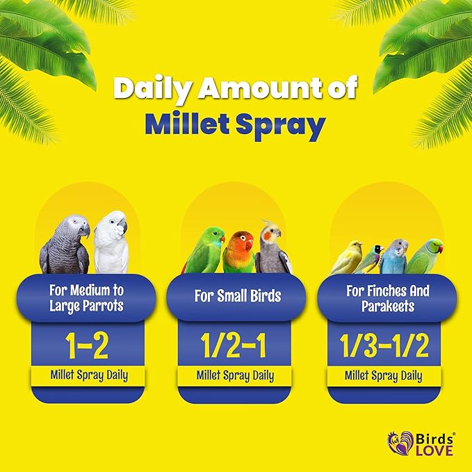 5lbs Economy & Special Spray Millet for Birds – GMO-Free, No Stems (Only Edible Tops) – 100% Natural Sun-Dried Foraging Treat for Cockatiels, Lovebirds, Parakeets, Finches & Canaries