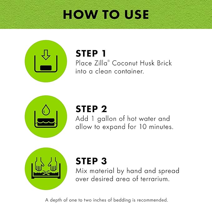 Zilla Coconut Husk Brick 12 Count, Organic Bedding for Reptiles, Made with 100% Coconut Fiber, Ideal for Tropical Habitats and Egg Incubation