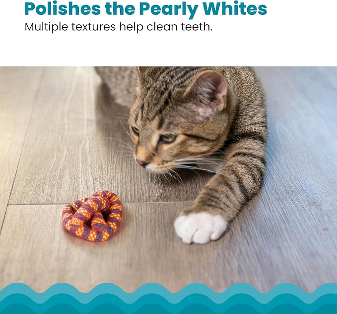 Catstages Plaque Away Pretzel Cat Toy ?€? Interactive Catnip Dental Chew Toy to Help Clean Teeth, Fun for Play and Chewing, Orange (Pack of 2) - Image 4