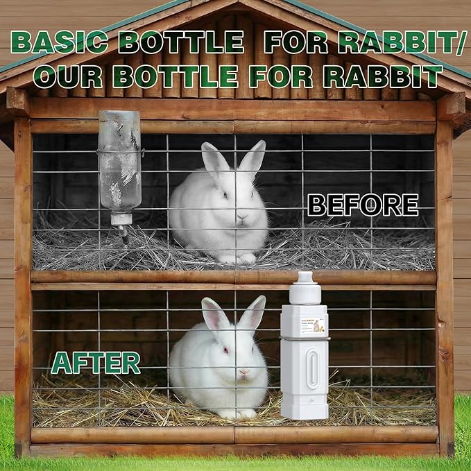 Salcod 42 oz Rabbit Water Bottle, No Drip Bunny Water Dispenser for Rabbits, Hamster, Guinea Pigs, Ferrets, Birds, Mouse, Rats, Other Small Animal Pet No Leak Easy Mount Drinker