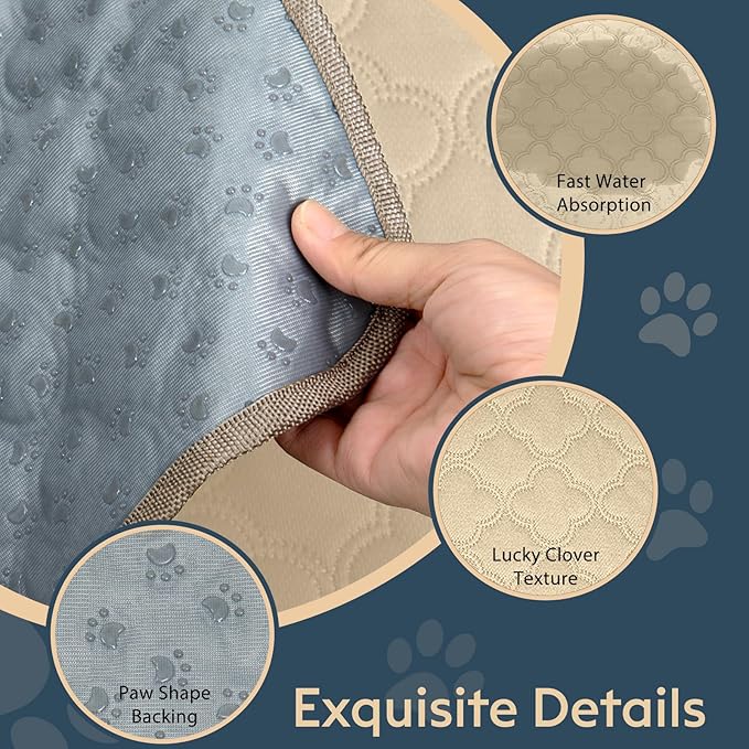 FunFurry Washable Pee Pads for Dogs - 2 Pack Reusable Pee Pads，Waterproof Puppy Pads，Pet Training Pads，Super Absorbent with Dog Paw Shape Non-Slip Backing (Cream, 31" X 36" - 2 Pack)