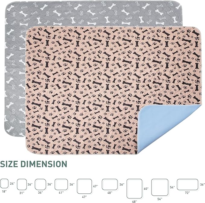 Eterish Reusable Washable Pee Pads for Dogs Extra Large 54'' x 54'' 2 Pack, Absorbent Pet Puppy Dog Training Pads Non-Slip, Waterproof Whelping Potty Pads for Dogs Leak-Proof