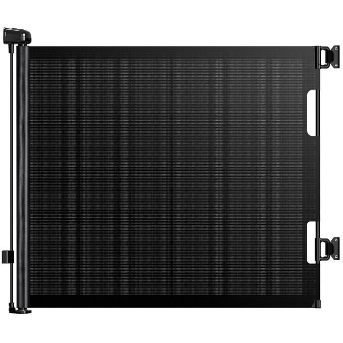 HAMOPY Retractable Baby Gate, 33" Tall, Extends up to 55" Wide, Durable Auto-Lock Baby Gates for Stairs, Mesh Dog Gate and Child Safety Gates for Doorways, Hallways, Indoor, Outdoor(Black)