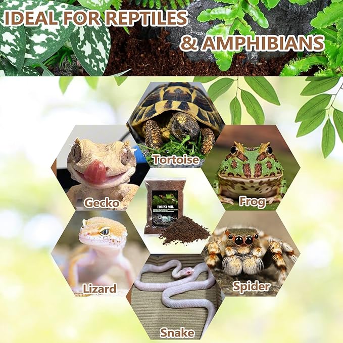 BNOSDM 2PCS Reptile Soil Substrate,Natural Terrarium Bedding,Snake Bedding, Fluffy Reptile Tank Substrate for Tortoise Hermit Crab Tarantulas Lizards