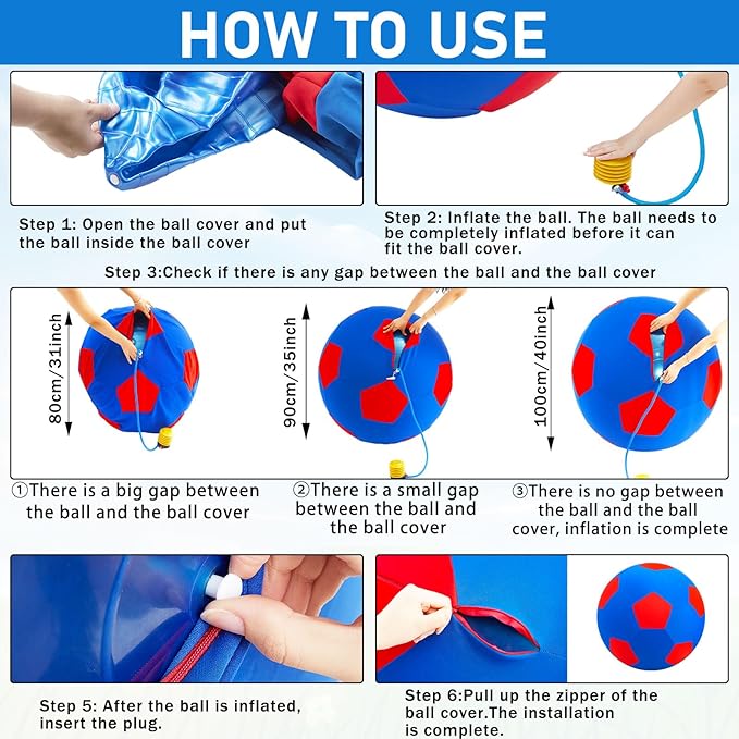 2 Set Giant 40" Herding Ball with Cover Anti Burst, Waterproof Durable Large Horse Toy, Please Watch VCR for Inflating Horse Toys for Equine Pasture Stall Outdoor, Pump Included(Blue, Yellow)
