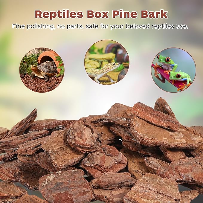 DECHOUS Turtle Box Landscape Decor Pine Bark Bedding 500g Pack Reptile Habitat Rainforest Terrarium Substrate for Tortoise and Reptile Breeding