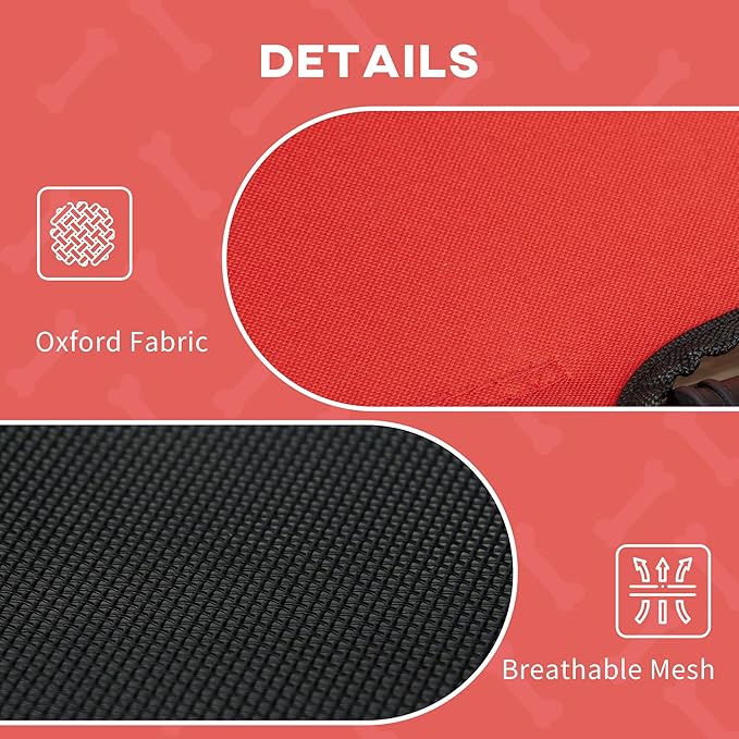 PawHut Elevated Dog Bed with Removable Canopy, Outdoor Dog Cot with UV Protection Canopy Shade, 48 inch Large Pet Bed for Camping, Red
