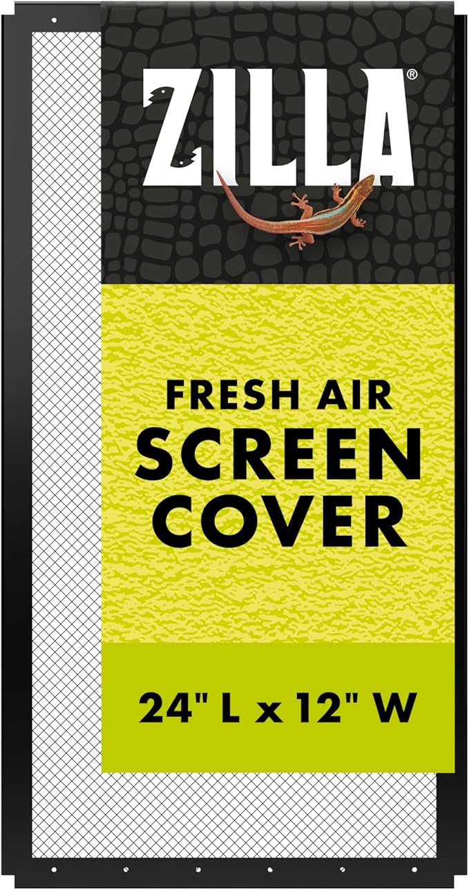 Zilla Fresh Air Screen Cover, Secure and Durable Metal Mesh Cover for Reptile Terrariums, 24 x 12 inches